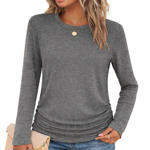 Sampeel Heathered Gray Tunic With Cinched Sides Medium NWT